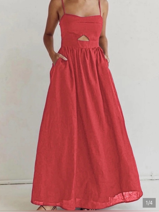 Commense Dresses & Skirts - Commense Bright Red Maxi Dress with cutout